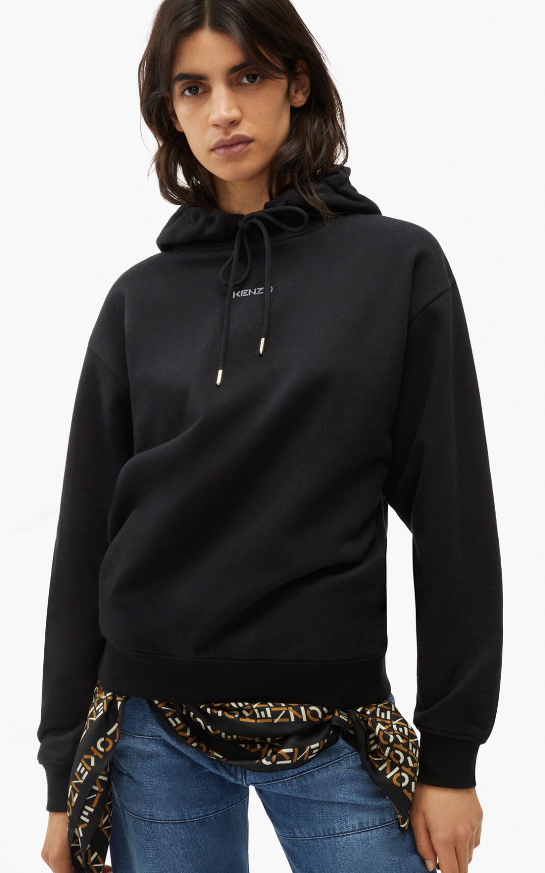 Kenzo Micro Logo Sudaderas Con Capucha Mujer Negras | 9854370-GC